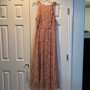 Beautiful blush color lace evening dress-XL